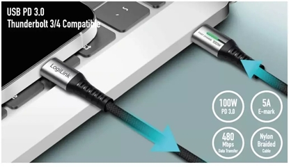 Picture of Kabel USB LogiLink USB-C - USB-C 1.5 m Czarno-srebrny (CU0423)