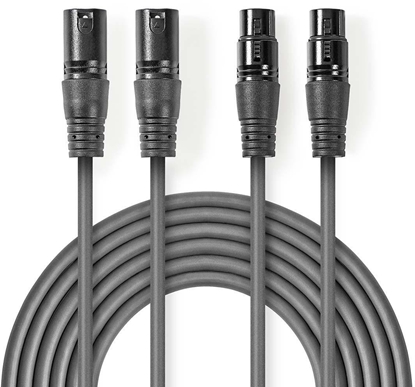 Attēls no Kabelis Nedis 2x XLR M - 2x XLR F 5m 5412810295708