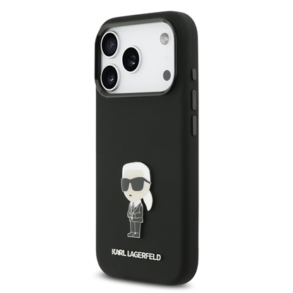 Attēls no Karl Lagerfeld Liquid Silicone Metal Ikonik Case for iPhone 17 Pro / Black