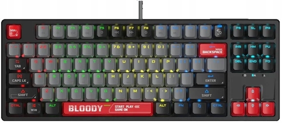 Изображение Klawiatura A4Tech A4tech Bloody Klawiatura S87, klawiatura gamingowa, mechaniczna, przewodowa, Red Switch, CZ/SK, Czarny