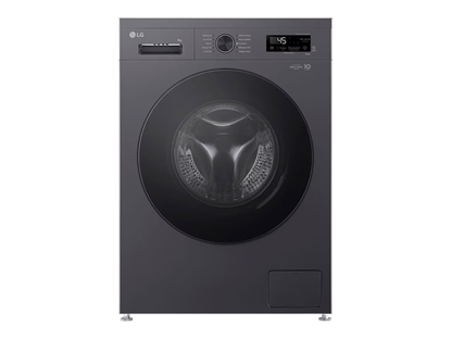 Picture of LG Washing machine | F4X1009NMB | Energy efficiency class A | Front loading | Washing capacity 9 kg | 1400 RPM | Depth 55 cm | Width 60 cm | Display | LED | Steam function | Direct drive | Wi-Fi | Graphite Black
