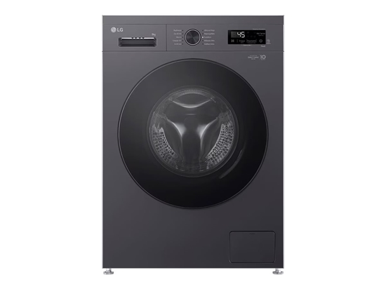 Picture of LG Washing machine | F4X1009NMB | Energy efficiency class A | Front loading | Washing capacity 9 kg | 1400 RPM | Depth 55 cm | Width 60 cm | Display | LED | Steam function | Direct drive | Wi-Fi | Graphite Black