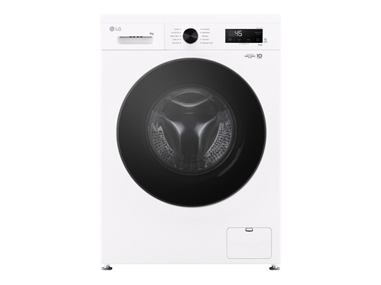 Picture of LG Washing machine | F4X1009NWB | Energy efficiency class A | Front loading | Washing capacity 9 kg | 1400 RPM | Depth 55 cm | Width 60 cm | Display | LED | Steam function | Direct drive | Wi-Fi | White