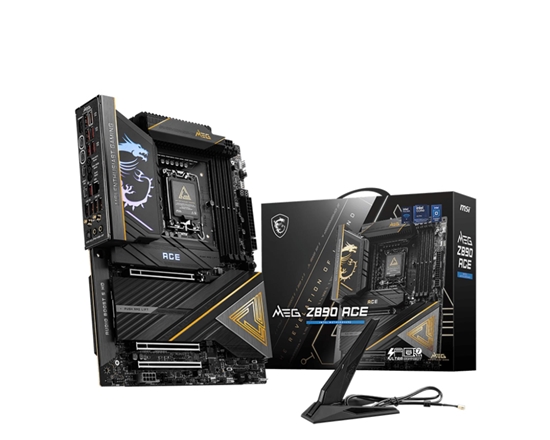 Picture of Mainboard|MSI|Intel Z890|LGA1851|ATX|Memory DDR5|Memory slots 4|3xPCI-Express 16x|5xM.2|1xHDMI|1xAudio-In|1xAudio-Out|11xUSB 3.1|2xUSB-C|2xUSB-C w/Thunderbolt|1xOptical S/PDIF|1xRJ45|MEGZ890ACE