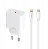 Picture of Maxlife adowarka sieciowa PD QC MXTC-06-20C 1x USB-C 20W biaa + kabel USB-C - Lightning 20W