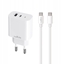 Attēls no Maxlife adowarka sieciowa PD QC MXTC-06-30AC 1x USB-C 1x USB 30W biaa + kabel USB-C - USB-C 60W