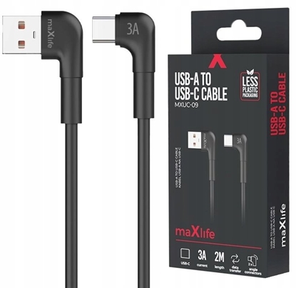 Изображение Maxlife kabel ktowy MXUC-09 USB - USB-C 2,0 m 3A czarny