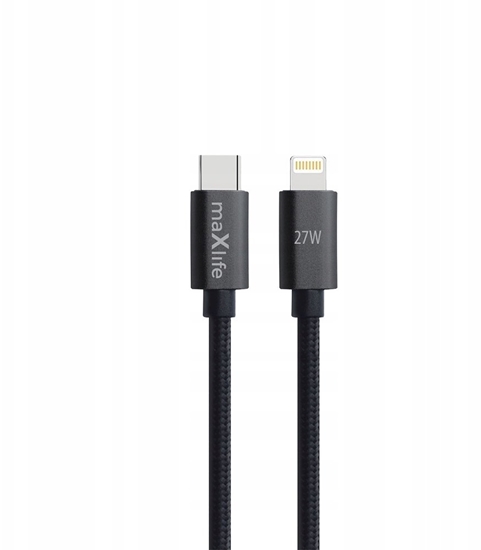 Изображение Maxlife kabel MXUC-12 USB-C - Lightning 2,0 m 27W czarny