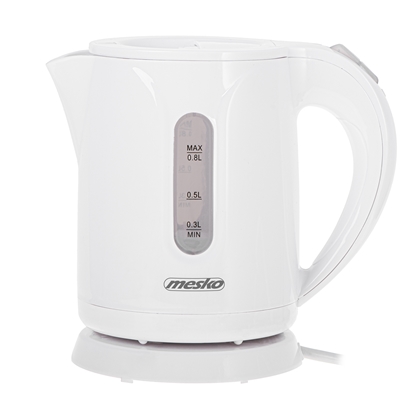 Изображение Mesko | Kettle | MS 1376 | Electric | 850 W | 0.8 L | Plastic | 360° rotational base | White