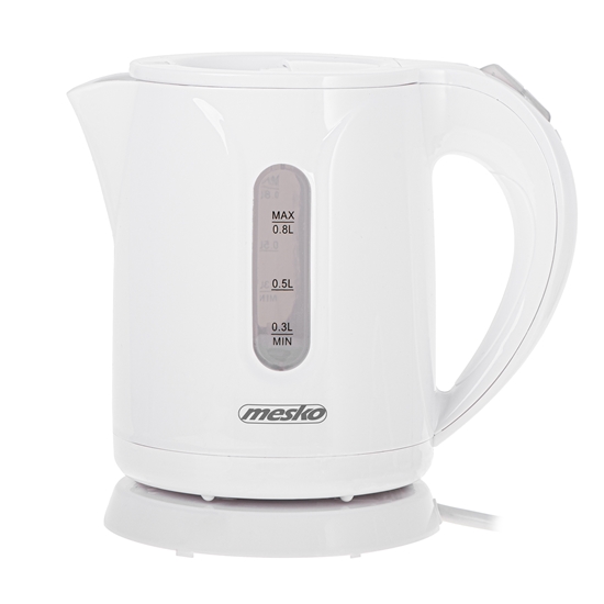 Изображение Mesko | Kettle | MS 1376 | Electric | 850 W | 0.8 L | Plastic | 360° rotational base | White