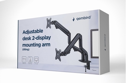 Attēls no Monitora stiprinājums Gembird Adjustable Desk 2-display Mounting Arm (Tilting), 17”-32”