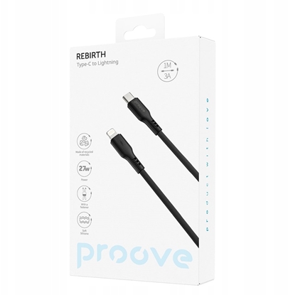 Attēls no Proove kabel Rebirth USB-C - Lightning 1m 27W czarny