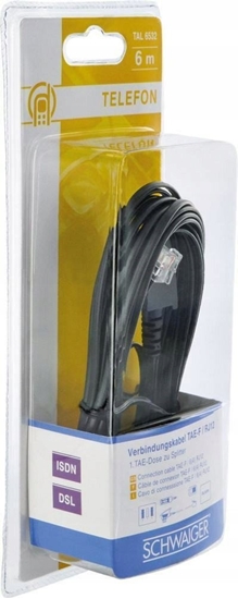 Изображение Schwaiger Schwaiger DSL-Kabel RJ12 6P2C -> TAE-F 6P4C 6m schwarz (TAL6532533) - AP185061