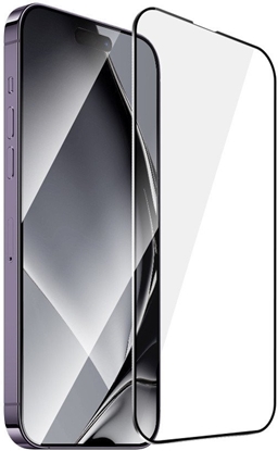 Picture of Szko hartowane z metalow ramk do iPhone 14 Pro Max 6,7" czarna ramka