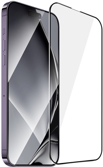 Изображение Szko hartowane z metalow ramk do iPhone 14 Pro Max 6,7" czarna ramka