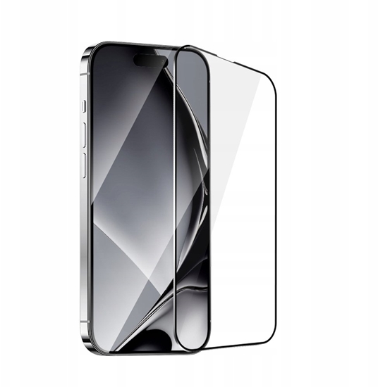 Picture of Szko hartowane z metalow ramk do iPhone 16 Plus 6,7" czarna ramka