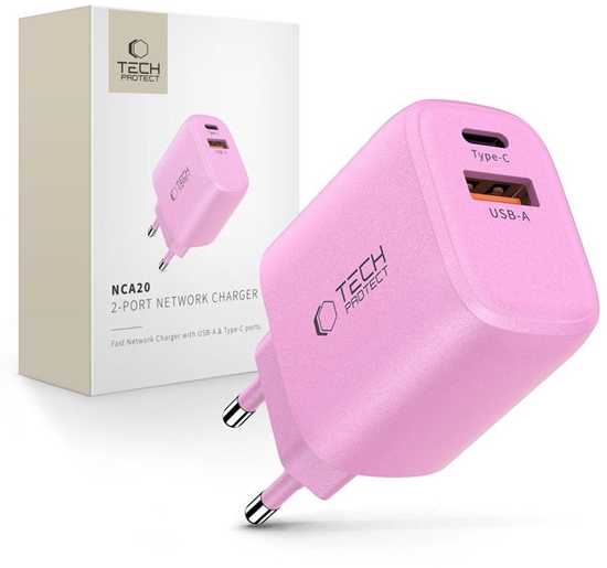 Picture of TECH-PROTECT NCA20 2-PORT NETWORK CHARGER PD 20W / QC3.0 BABY PINK standard