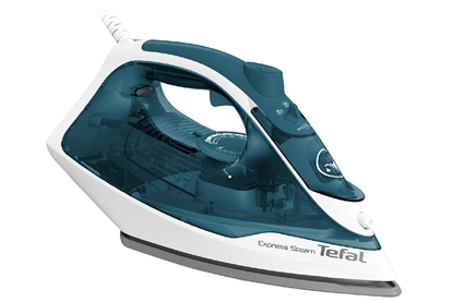 Attēls no TEFAL | FV2839E0 | Steam Iron | 2400 W | Water tank capacity 270 ml | Continuous steam 40 g/min | Steam boost performance 185 g/min | Blue/White