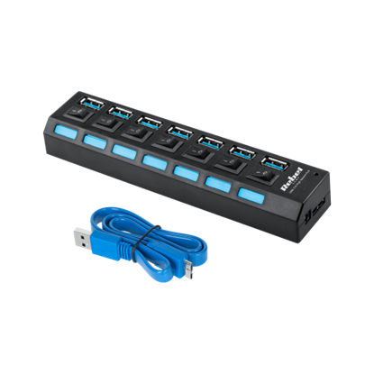 Attēls no USB 3.0 HUB | 4 porti | līdz 5 Gb/s | Plug&Play | Mac OS | Windows | melns