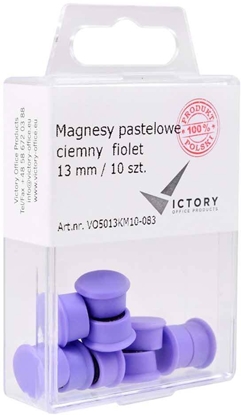 Attēls no Victory Office Product MAGNESY VICTORY OFFICE 13MM 10 SZT. PASTELOWE CIEMNOFIOLETOWE