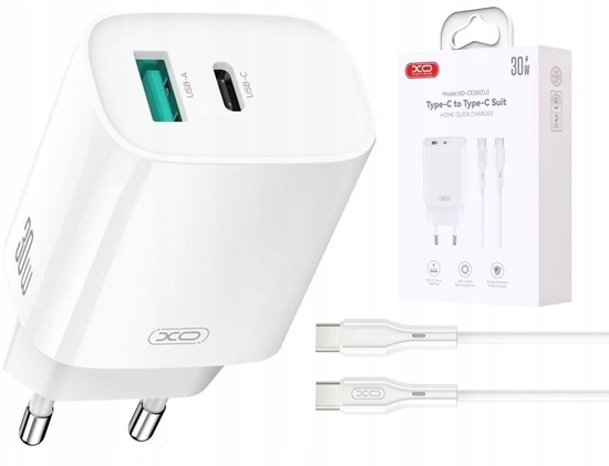 Picture of XO adowarka sieciowa CE30 PD 30W 1x USB-C 1x USB biaa + kabel USB-C - Lightning