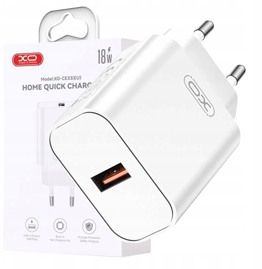 Picture of XO adowarka sieciowa CE33 QC 18W 1x USB biaa