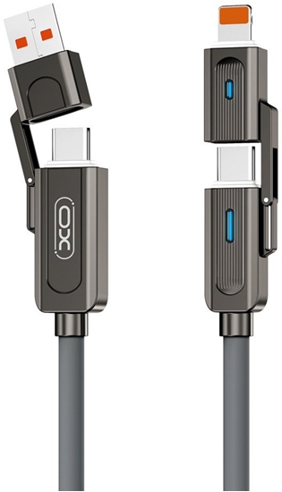 Изображение XO KABEL NB275 4w1 USB-C+LIGHTNING/USB+ USB-C 60W 1m szary