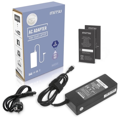 Изображение Zasilacz do laptopa Mitsu Zasilacz sieciowy 100W USB-C, USBC, 5-20V, 3-5A (black) do notebooka