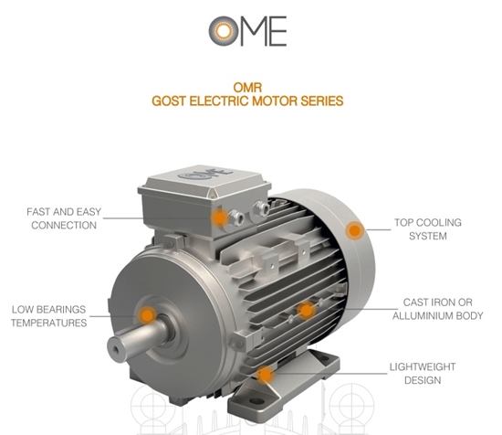 Picture of - 0.37 kW-1500 Dzinējs IP55 OMR63B4B3 230/400
