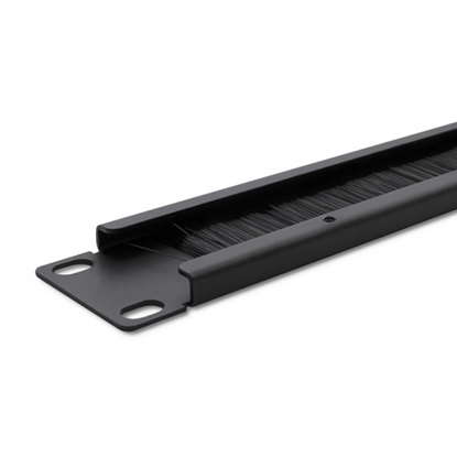 Attēls no 1U kabeļu organizētājs – aizsargpanelis ar putekļu aizsargbirsti 19" skapju vadu pārvaldībai QOLTEC