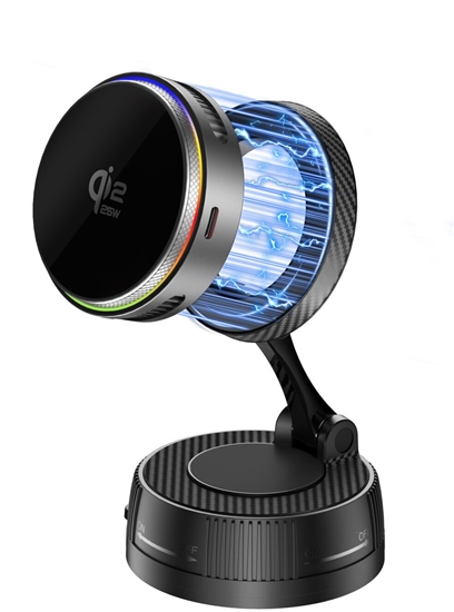 Picture of adowarka 4smarts Qi2 25W MagSafe adowarka chodzca uchwyt RGB 360 szary