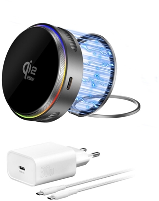 Picture of adowarka 4smarts Qi2 25W MagSafe zestaw adowarki z chodzeniem RGB -szary