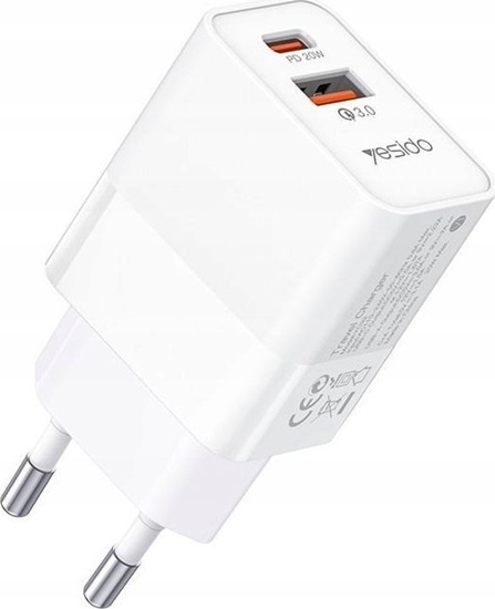 Picture of adowarka Yesido yesido ad. sie. YC32 PD 20W QC3.0 USB-A+C, WHITE / BIAY