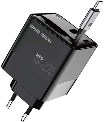 Attēls no adowarka Mobile Origin 65W GaN Display Charger PW2 - USB-C Self-Retracting Cable + USB-C + USB-A