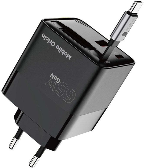 Изображение adowarka Mobile Origin 65W GaN Display Charger PW2 - USB-C Self-Retracting Cable + USB-C + USB-A