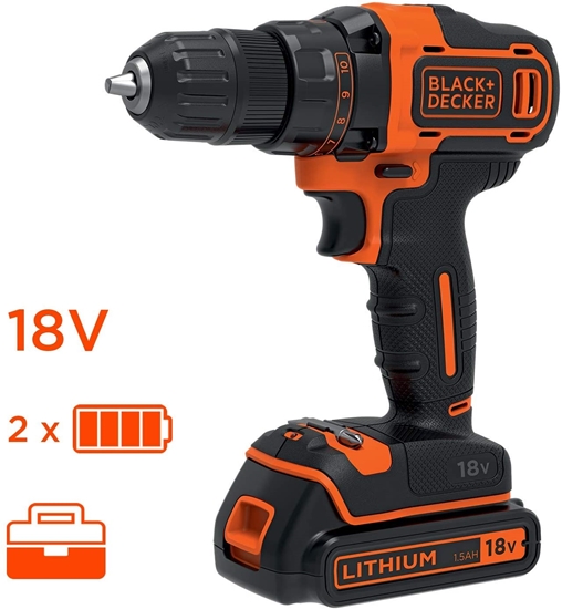 Picture of Akumulatora urbjmašīna-skrūvgriezis Black & Decker BDCDD186KB-QW; 18 V; 2x1,5 Ah akum.