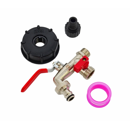 Изображение AWTOOLS KRAN OGRODOWY DO ZBIORNIKA CYNK NIKLOWANY PODWÓJNY 1/2" GWINT ZEWNTRZNY 2x3/4" MAUZER
