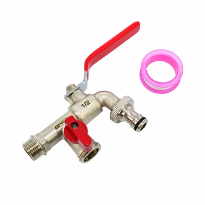 Изображение AWTOOLS KRAN OGRODOWY MOSIDZ NIKLOWANY PODWÓJNY 1/2" GWINT ZEWNTRZNY 2x3/4"