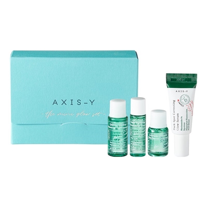 Attēls no AXIS-Y The Mini Glow Set Cleanser 8 ml + Toner 5 ml + Ampoule 5 ml + Serum 5 ml + Gift Card + Stickers