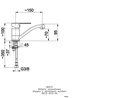 Изображение Bateria umywalkowa KFA Mohit stojca chrom (5912-915-00)