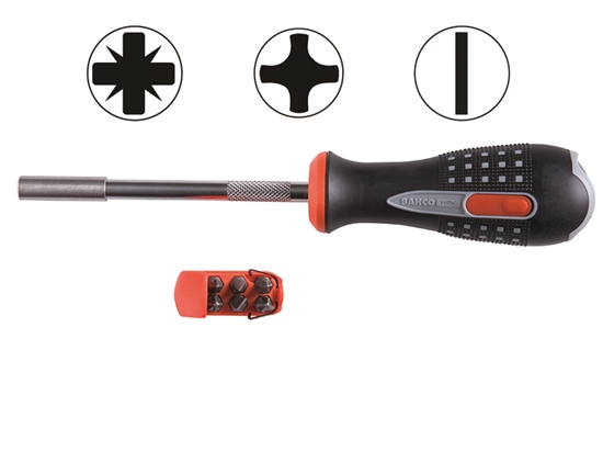 Picture of Bit holder screwdriver 1/4" + bits PH1/2,PZ1/2,SL4,5/5,5 6pcs