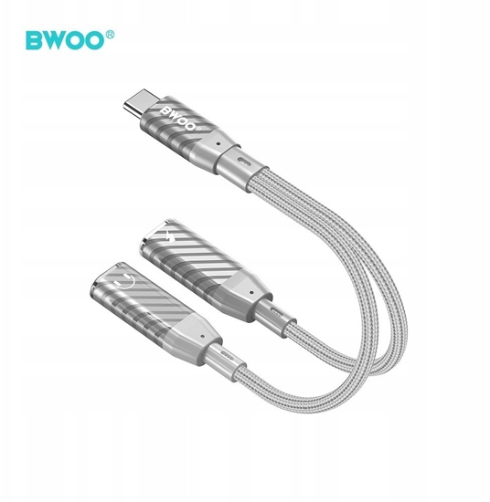 Picture of BWOO BZ68 adapter 2w1 2x USB-C - jack 3.5mm szary