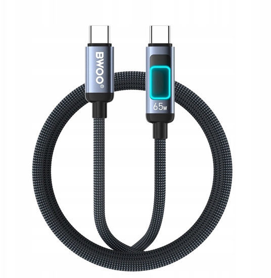 Изображение BWOO kabel pleciony z podwietleniem PD 60W X324CC USB-C - USB-C