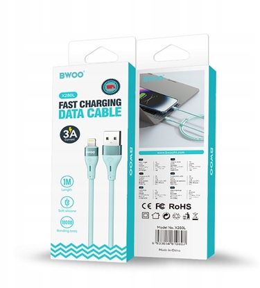 Изображение BWOO BWOO kabel USB - Lightning 1m 3A Minimalist Silicone niebieski X280L