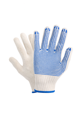 Изображение Cimdi adīti, ar 1-pusēju punktējumu, zili, izmērs 10, (12pāri/iep), (25iep/kastē)