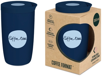 Picture of Coffee Format Kubek termiczny 350 ml - Niebieski z napisem