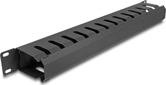 Picture of Delock 19″ Cable Management Routing Panel with brush and 2 openings 1U black