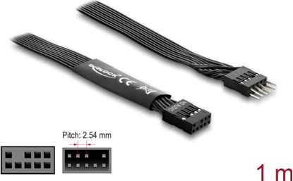 Изображение Delock HD Audio Flat Cable Motherboard Extension Cable 9 pin pin header male to pin header female 1 m black