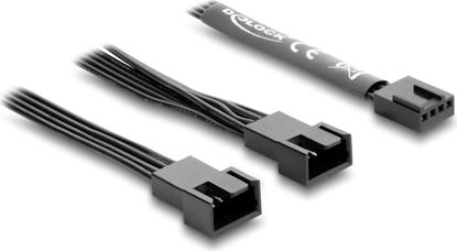 Attēls no Delock Y-Fan Cable 1 x 4 pin PWM female to 2 x 4 pin PWM male black – 50 cm long with 20 cm branch