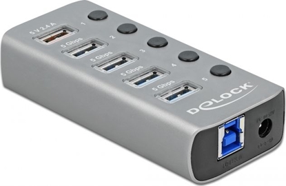 Изображение Delock USB 5 Gbps Hub with 4 Ports + 1 Fast Charging Port with Switch and Illumination